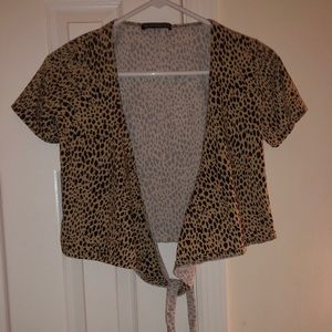 Cheetah print tie front crop top brandy melvile